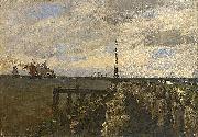 Julius Ludwig Friedrich Runge Nordseelandschaft mit Booten an einem dunstigen Morgen oil painting on canvas